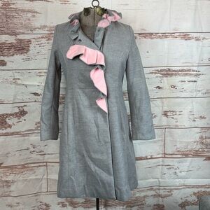Rothschild Gray and Pink Ruffle Faux Wool Coat Size XL (16)